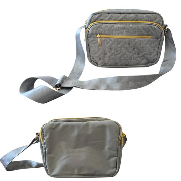 Nylon Quilted Organizing Gray Bag Gold Tone Hardware - Picture 4 of 4